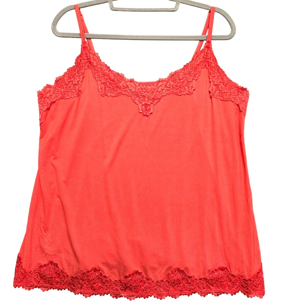Lane Bryant The Lace Cami Womens 22/24 Coral Red Rayon Spandex Adjustable Straps